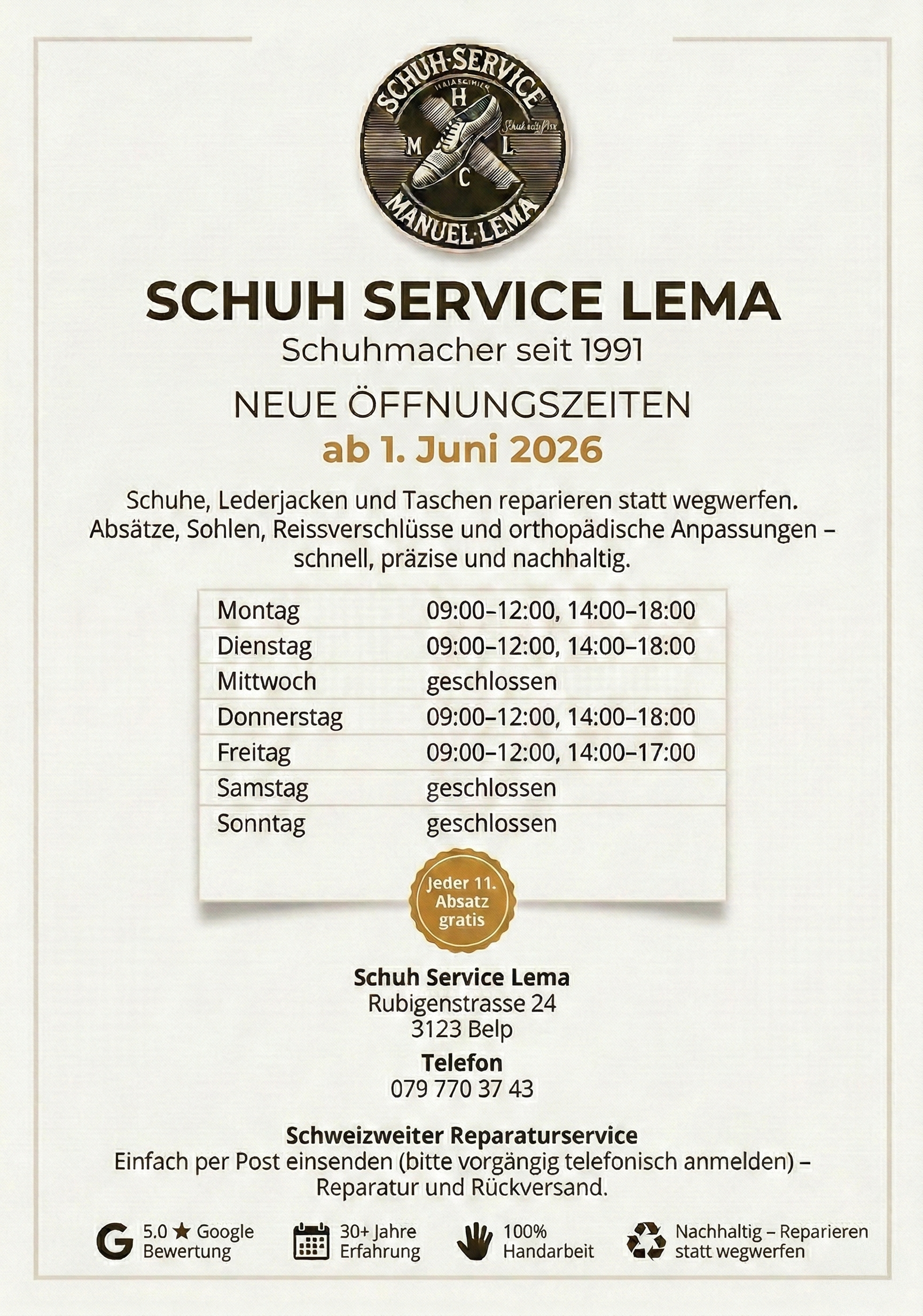 Vorschau Infobroschüre Schuh Service Lema